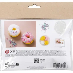 DIY Kit Mini Modellering Donuts pink, turkis, hvid, gul