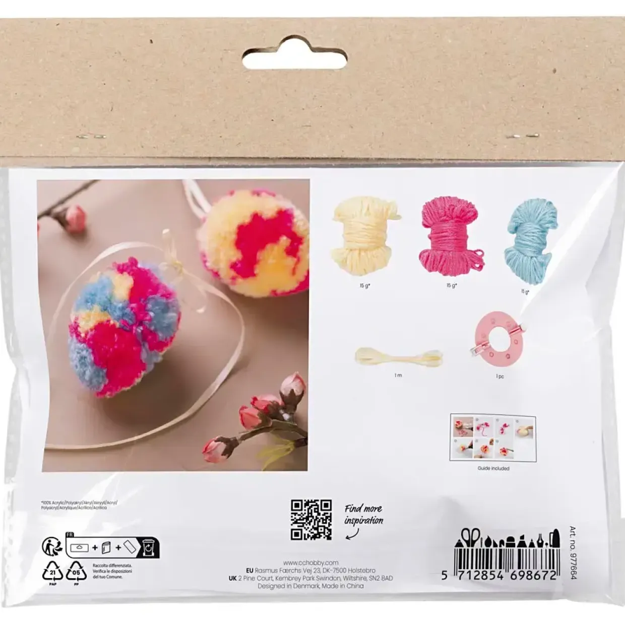 DIY Kit Mini Pompon Æg colorful