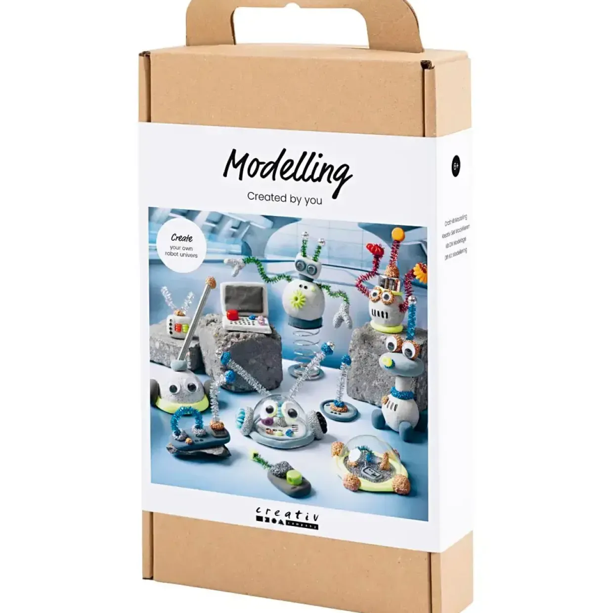 DIY Kit Modellering, Robot, blå, grå, rød, forsølvet - 1 pk