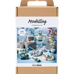 DIY Kit Modellering, Robot, blå, grå, rød, forsølvet - 1 pk