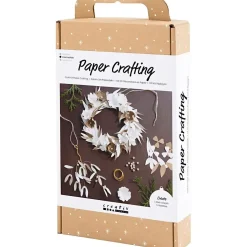DIY Kit Papirpynt, Krans, hvid, lys natur
