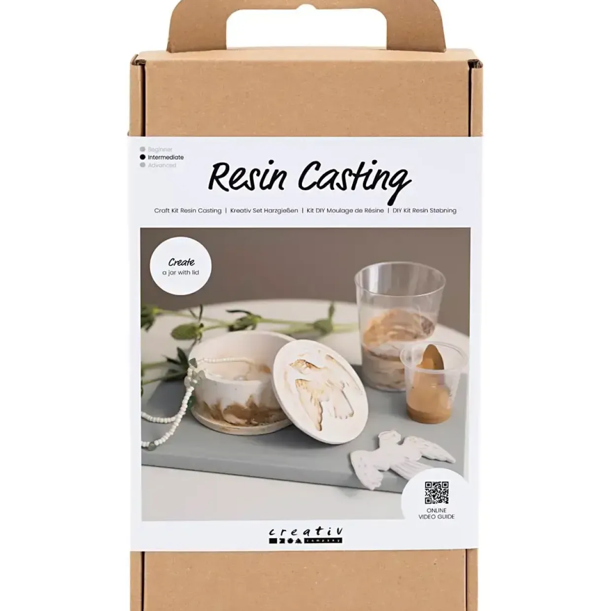 DIY Kit Resin Støbning, Krukke med låg, beige, off white