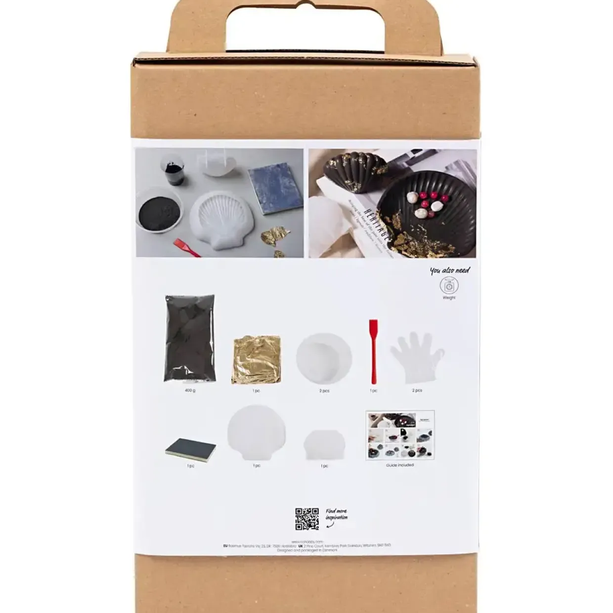 DIY Kit Resin Støbning, Musling, sort, guld - 1 pk