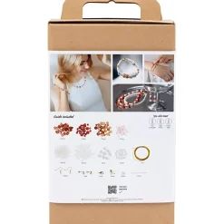 DIY Kit Smykker, beige, brændt orange, hvid perlemor - 1 pk