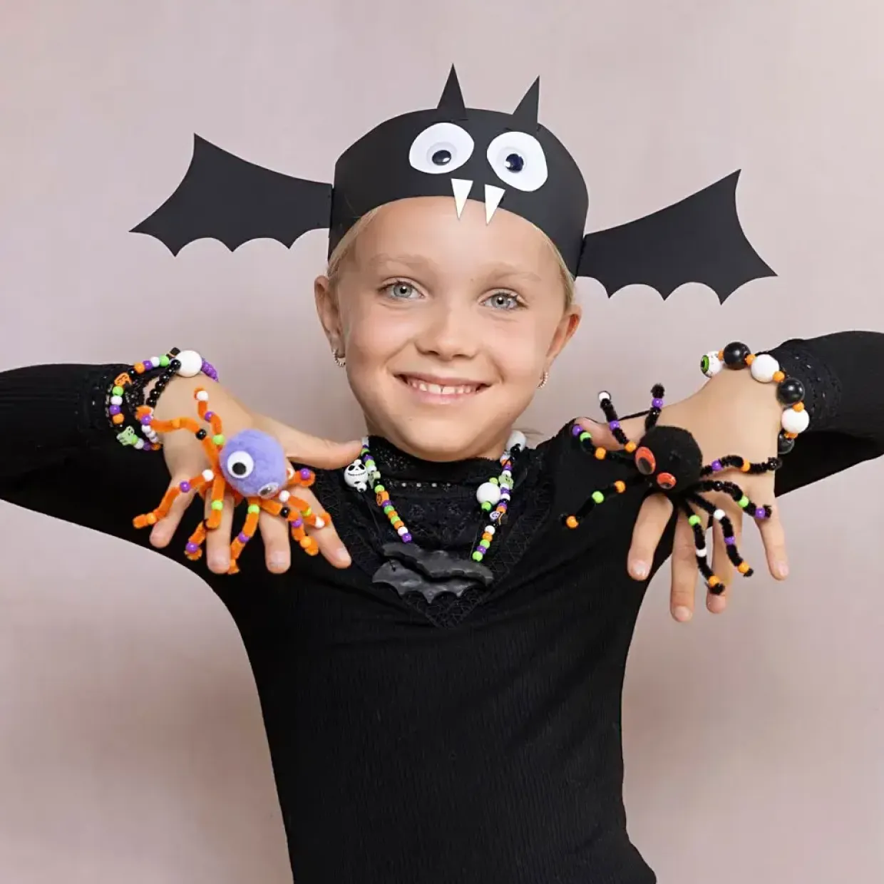 DIY Kit Spooky Accessories, Udklædning og smykker, halloweenfarver, 1 pk.