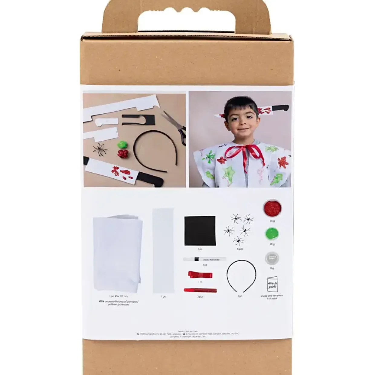 DIY Kit Spooky Udklædning, Kappe og hårbøjle, ass. farver, 1 pk.
