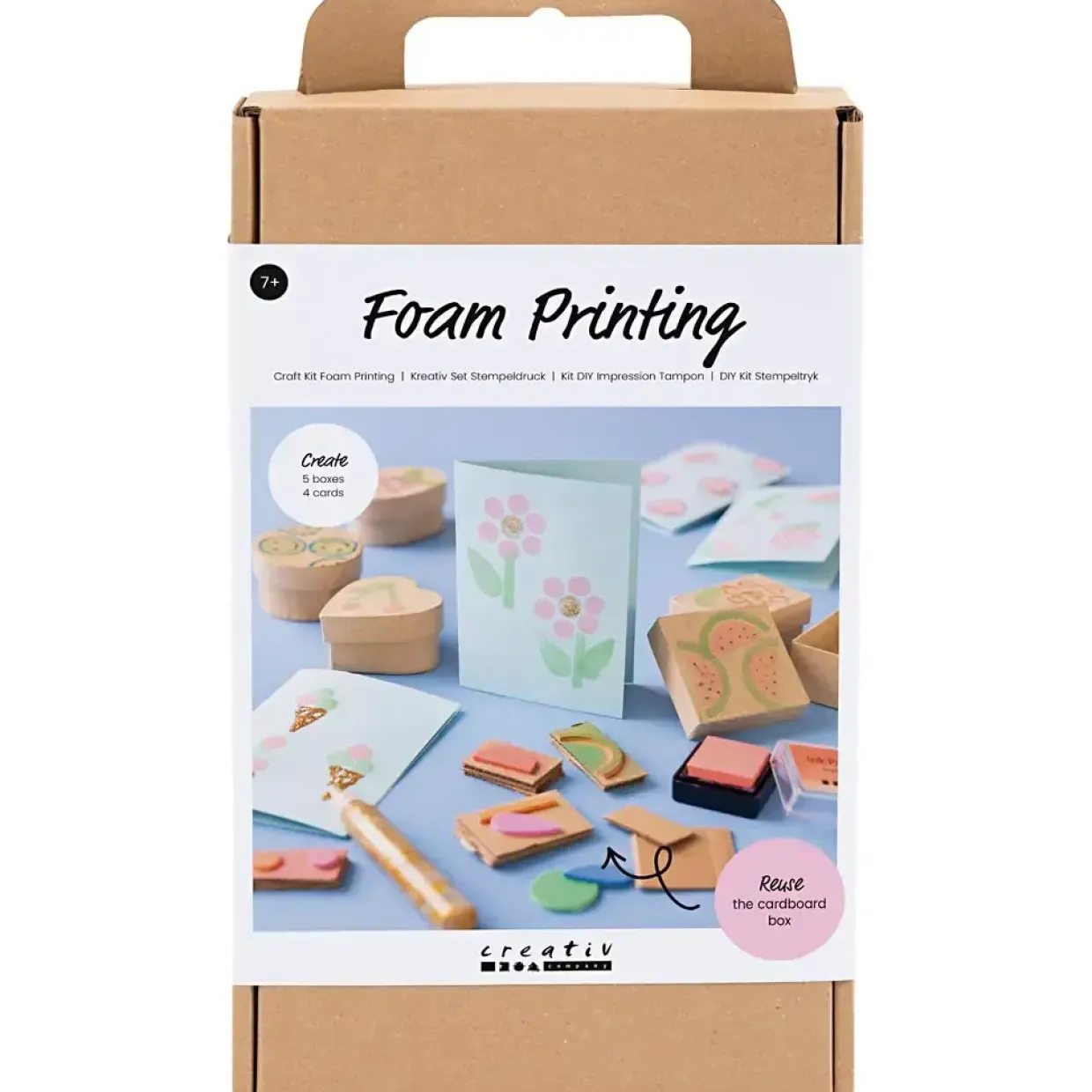 DIY Kit Stempeltryk, Dekorerede æsker og kort, beige, mellem grøn, mint, klar rød