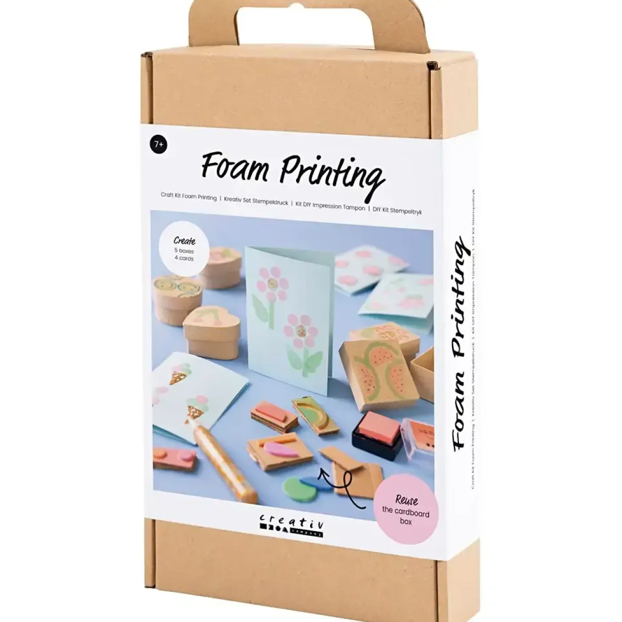 DIY Kit Stempeltryk, Dekorerede æsker og kort, beige, mellem grøn, mint, klar rød