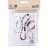 DIY Mix Smykker, Agater, beige, sort, pink, hvid perlemor - 1 pk