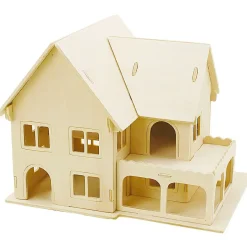 3D Puslespil Hus med veranda størrelse 22,5 x 16 x 17,5 krydsfiner