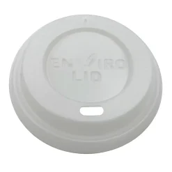 Drikkelåg CPLA Ø80xH20mm Til Kaffebæger Hvid Catersource - 10 ps x 100 stk/krt