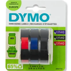 Dymo 3D Prægetape 9 mm i 3 farver - 3 ruller