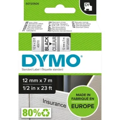 Dymo D1 tape 12mmx7m black/clear