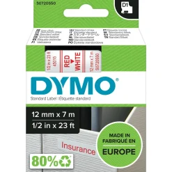 Dymo D1 tape 12mmx7m red/white