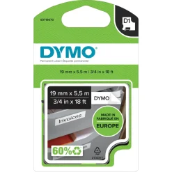 Dymo D1 tape - permanent polyester tape 19mmx5,5m - black|white