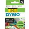 Dymo label tape D1, 6mmx7m sort på gul