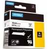 DYMO RHINO 18484 - Labeltape 19 mm sort på hvid polyester - 5 stk