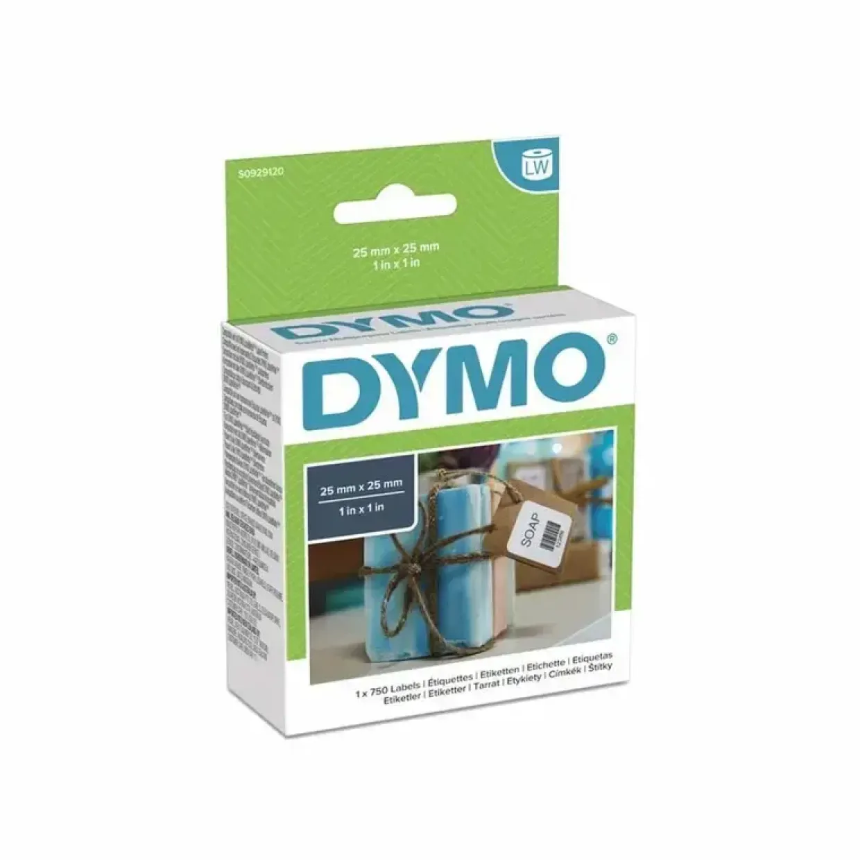 DYMO S0929120 - Labeltape universal 25 x 25 mm aftagelig - 750 stk