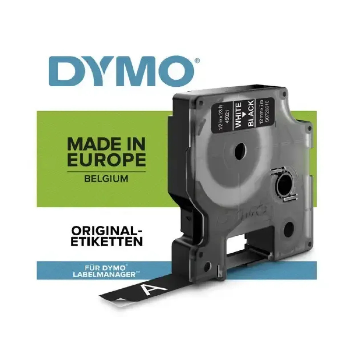 DYMO Tape D1 45811 - Label tape 19 mm hvid på sort - 5 pakker