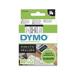 DYMO Tape D1 43613 - Labeltape 6 mm sort på hvid