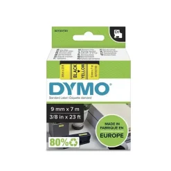DYMO Tape D1 40918 - Labeltape 9 mm sort på gul