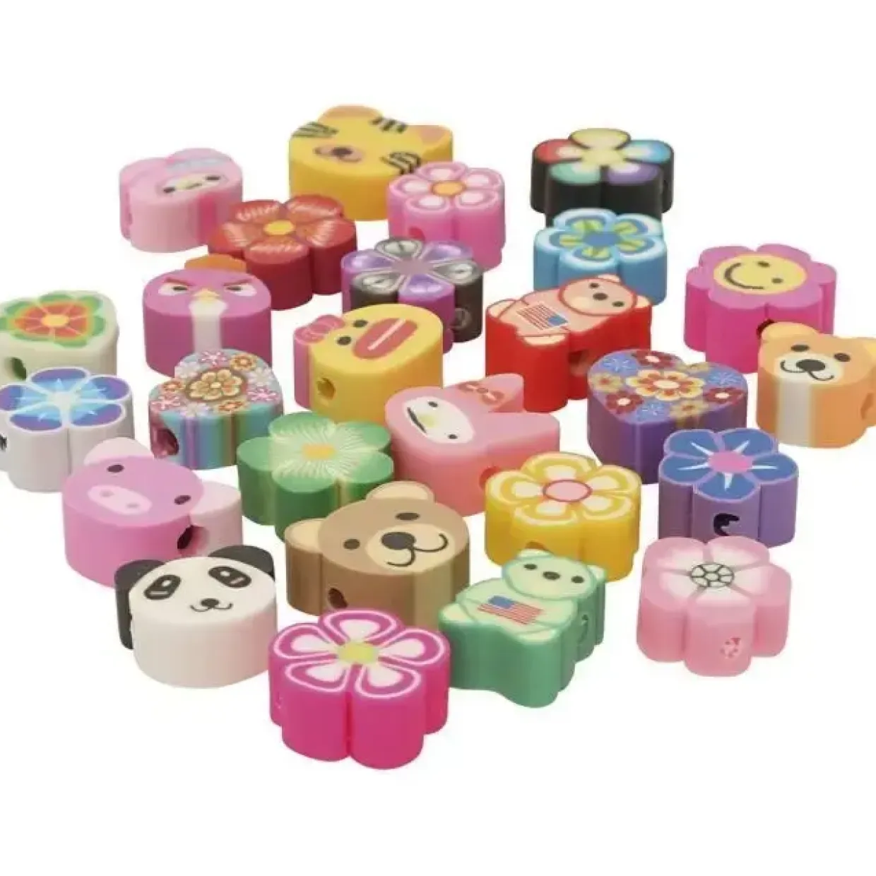 Dyre- og blomsterperler, diam. 10 mm, hulstr. 1,5 mm, 200 ass.