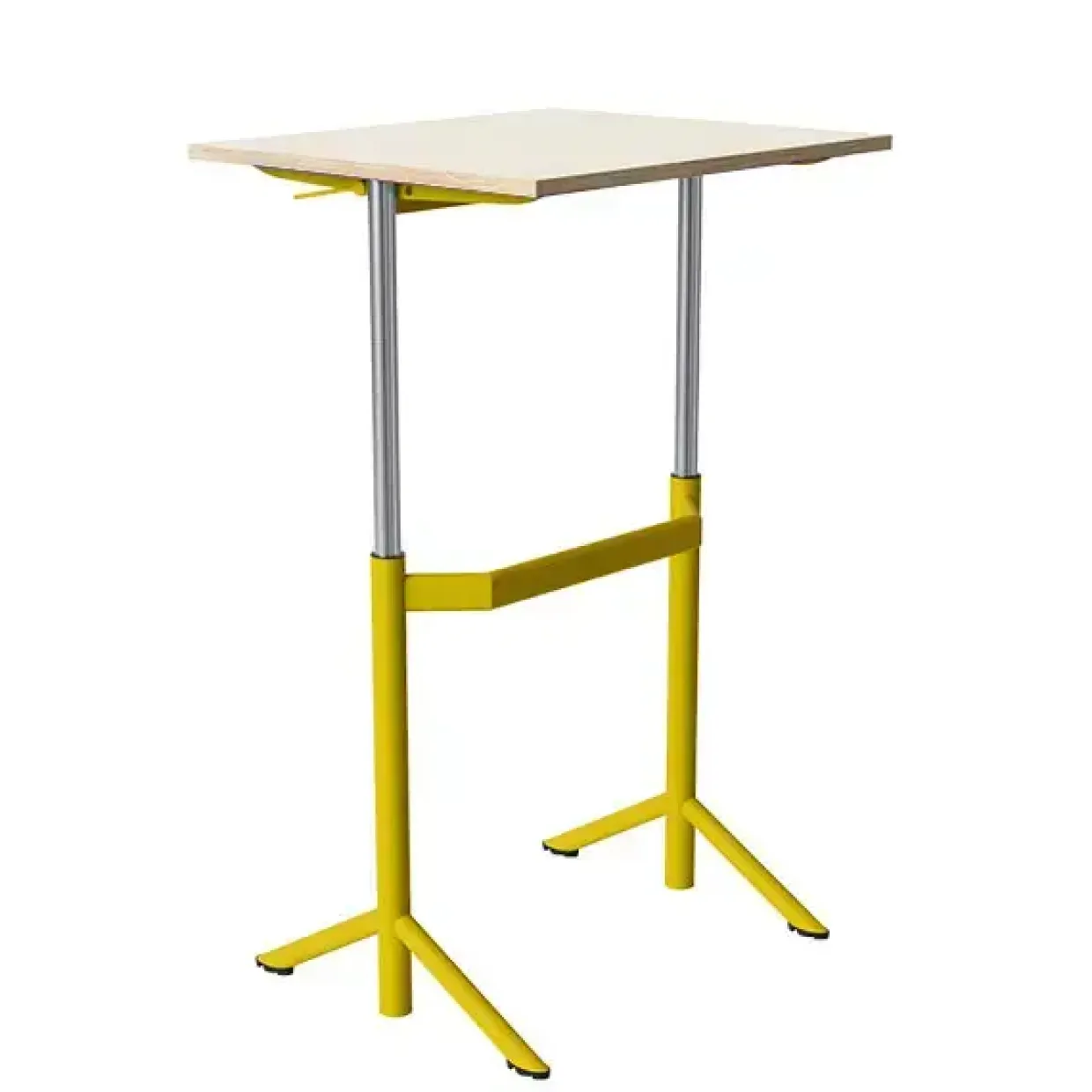 Elevbord Atlas 1132, 700x600mm, lyddæmpende eg højtrykslaminat, gult stel