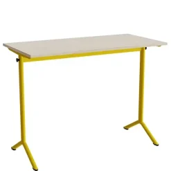 Elevbord - Atlas 1130 - 1200x600 mm - Lyddæmpende eg laminat - Gult stel