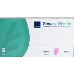 Engangshandsker ABENA Classic S pink nitril pudderfri Sensitive - 100 stk