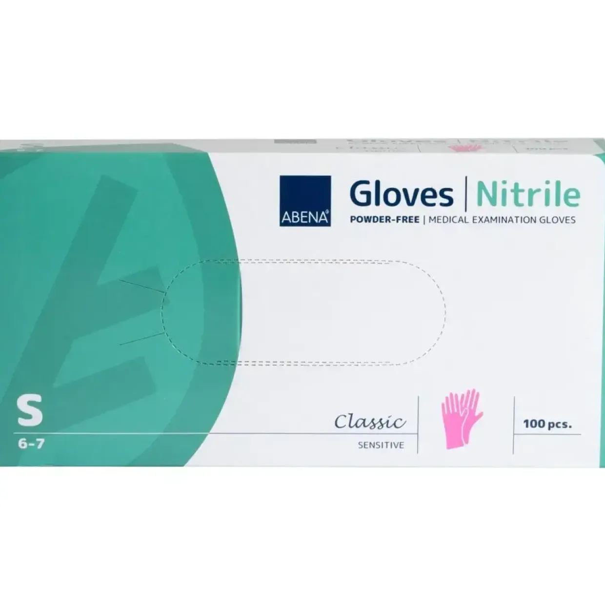 Engangshandsker ABENA Classic S pink nitril pudderfri Sensitive - 100 stk