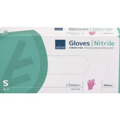 Engangshandsker ABENA Classic Sensitive S lilla nitril pudderfri - 100 stk
