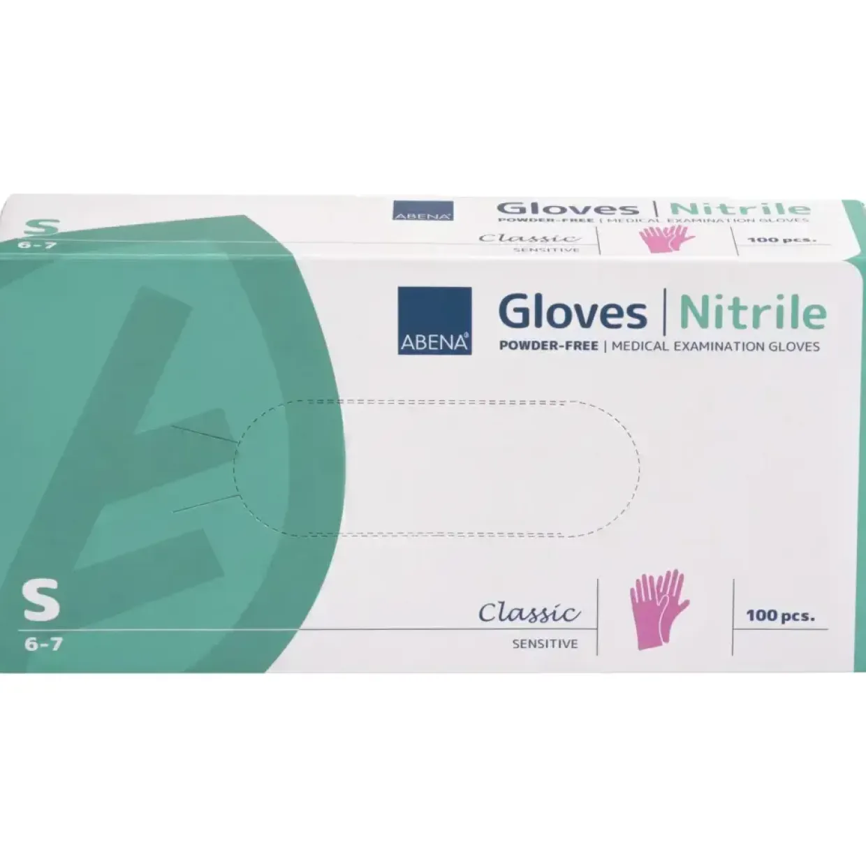 Engangshandsker ABENA Classic Sensitive S lilla nitril pudderfri - 100 stk