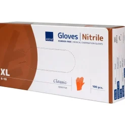Engangshandsker ABENA Classic Sensitive XL orange nitril pudderfri - 100 stk