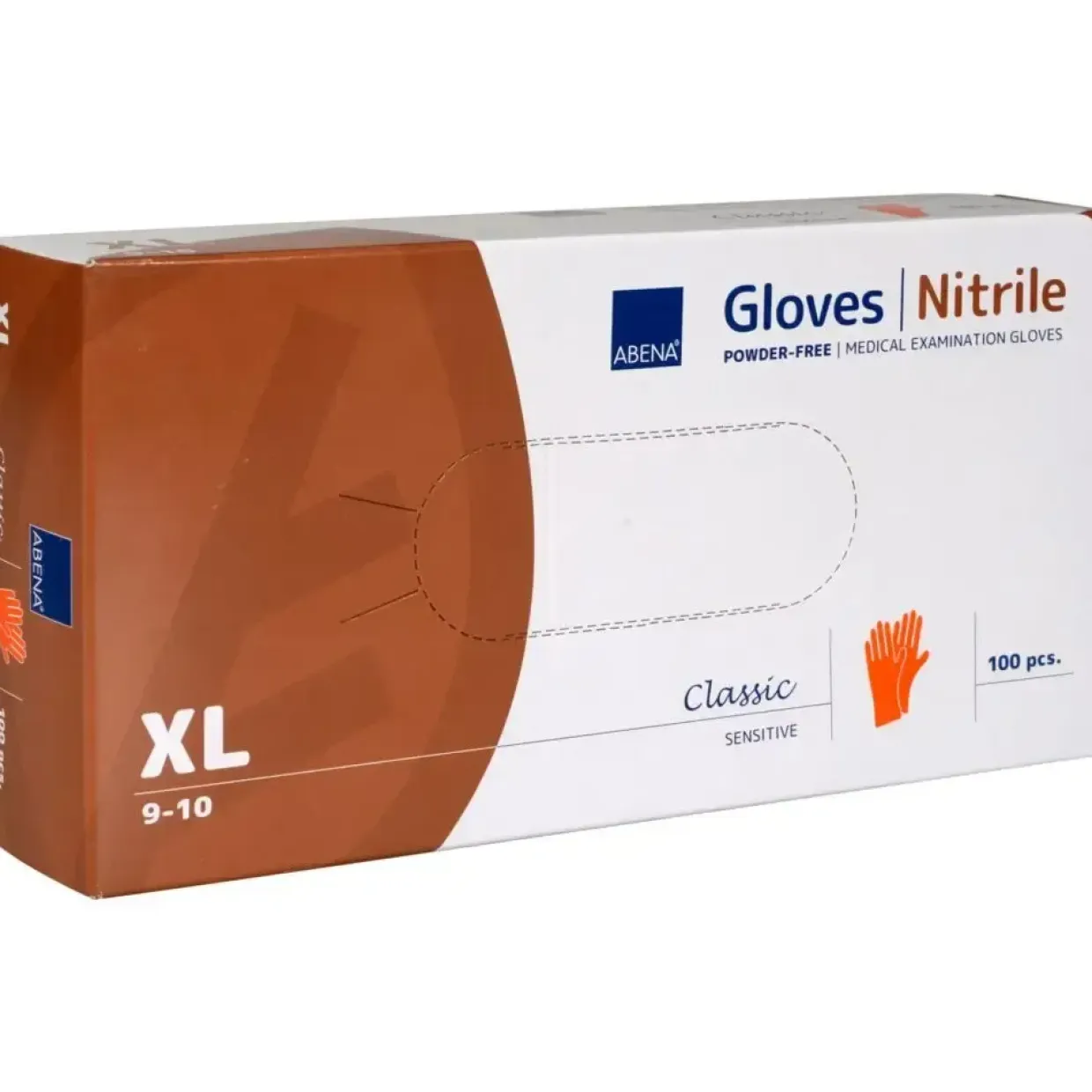 Engangshandsker ABENA Classic Sensitive XL orange nitril pudderfri - 100 stk