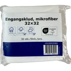 Engangsklud – 32×32 cm – Hvid – Mikrofiber – 30 stk