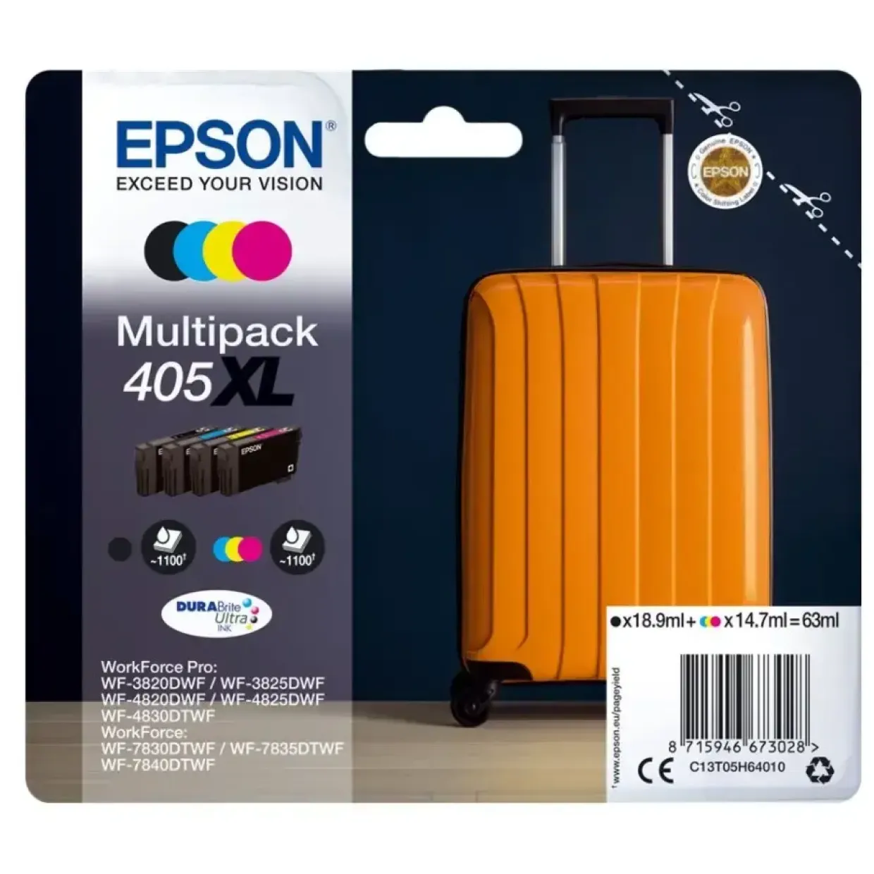 Epson T405 XL, Blækpatron, Farver, Sampak