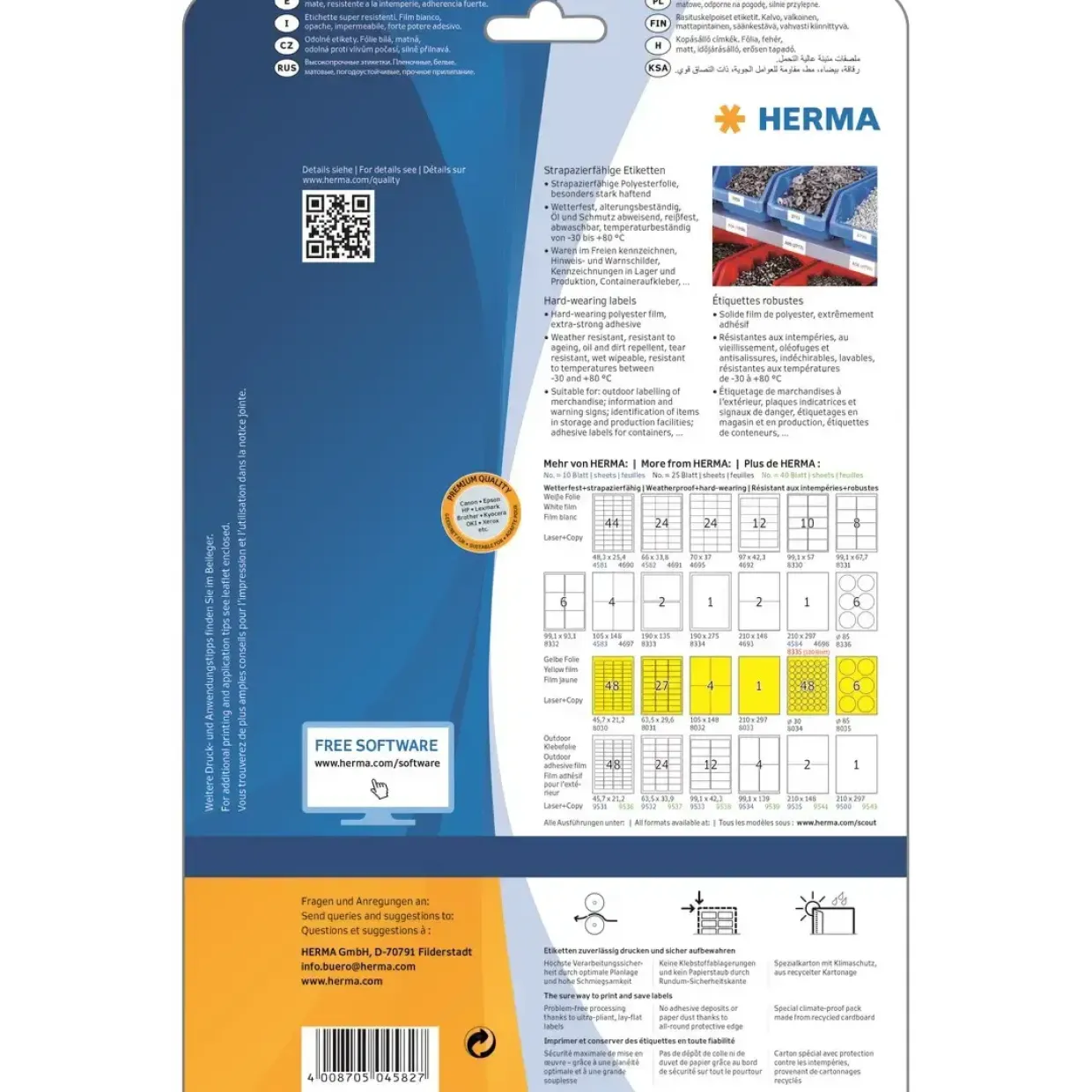 Etiket film Herma ekstra stærk 66x33,8 mat (240)