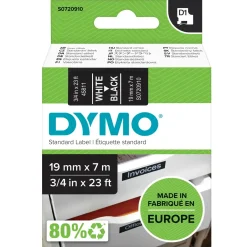 Etikettape - Dymo D1 19mmx7m - Hvid tekst på sort