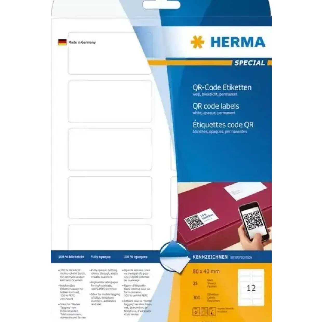 Etiketter Herma etiket Special QR-kode 80x40 (300) hvid