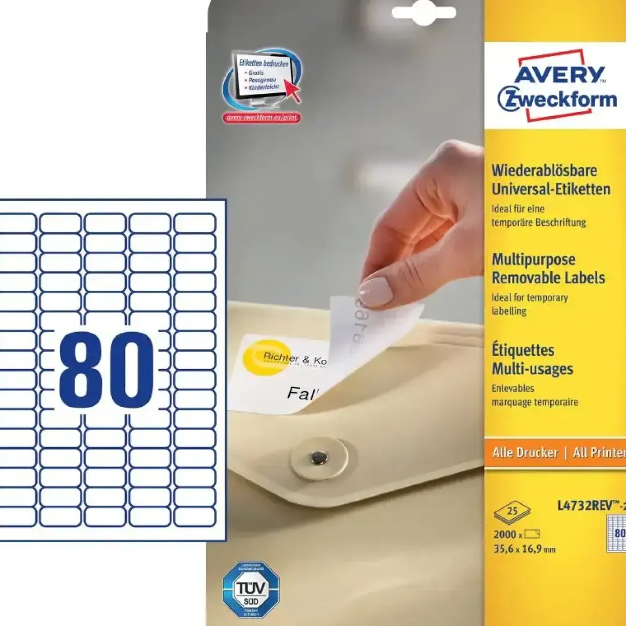 Etiketter print selv Avery L4732-25 - Laser etiket aftagelige - 25 ark