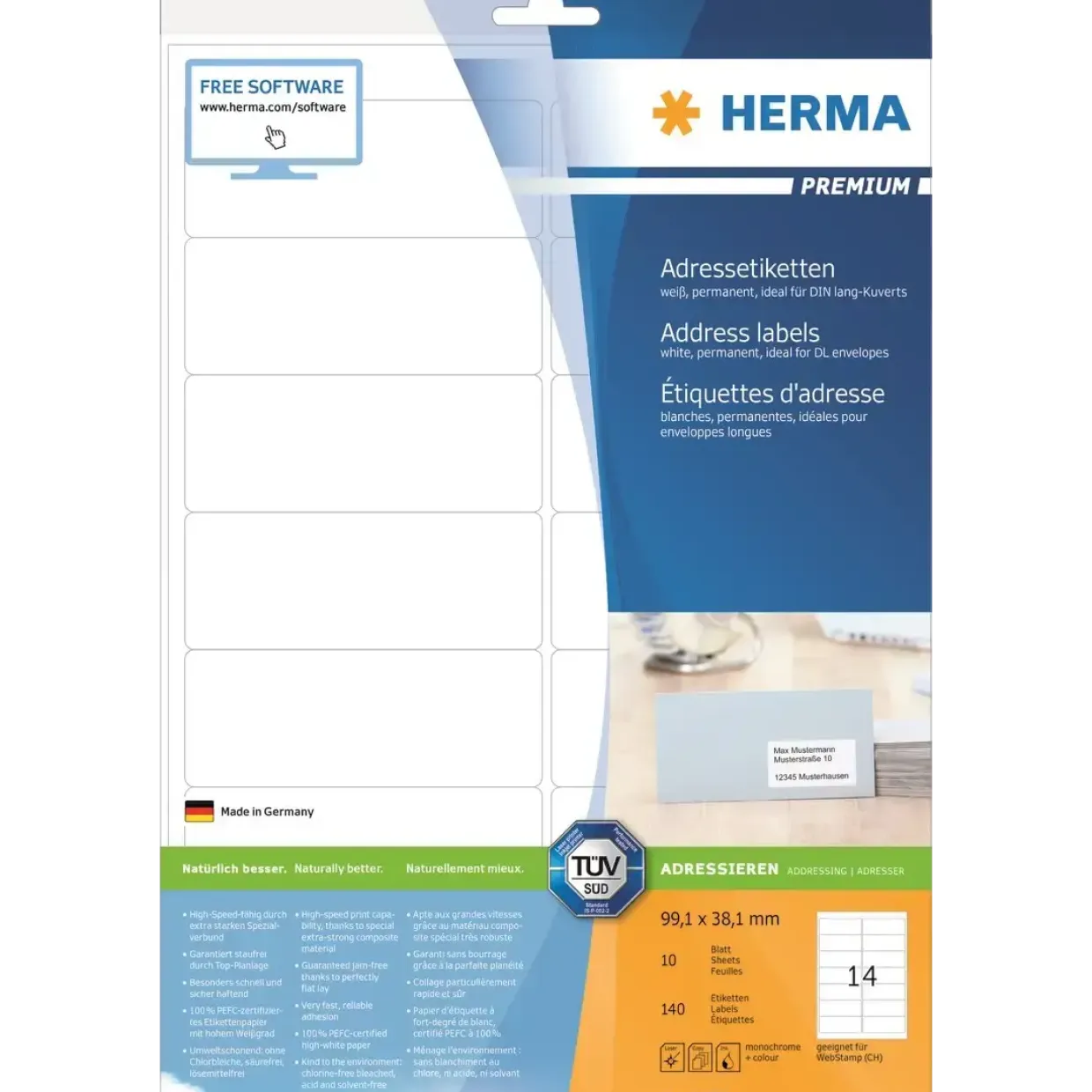 Etiketter print selv HERMA Premium 99,1x38,1 (140)