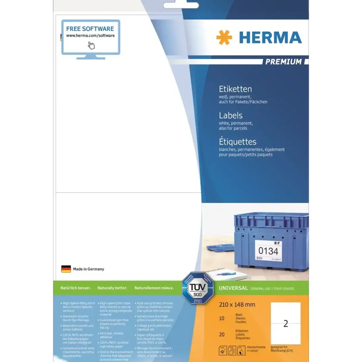 Etiketter print selv HERMA Premium 210x148 (20)