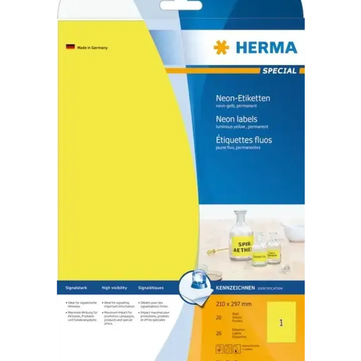 Etiketter print selv HERMA Special A4 neon-gul