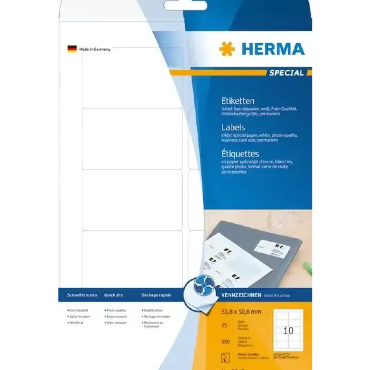 Etiketter print selv HERMA Special inkjet 83,8x50,8 (250)