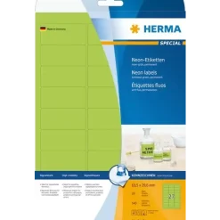 Etiketter print selv HERMA Special 63,5x29,6 neon grøn (540)