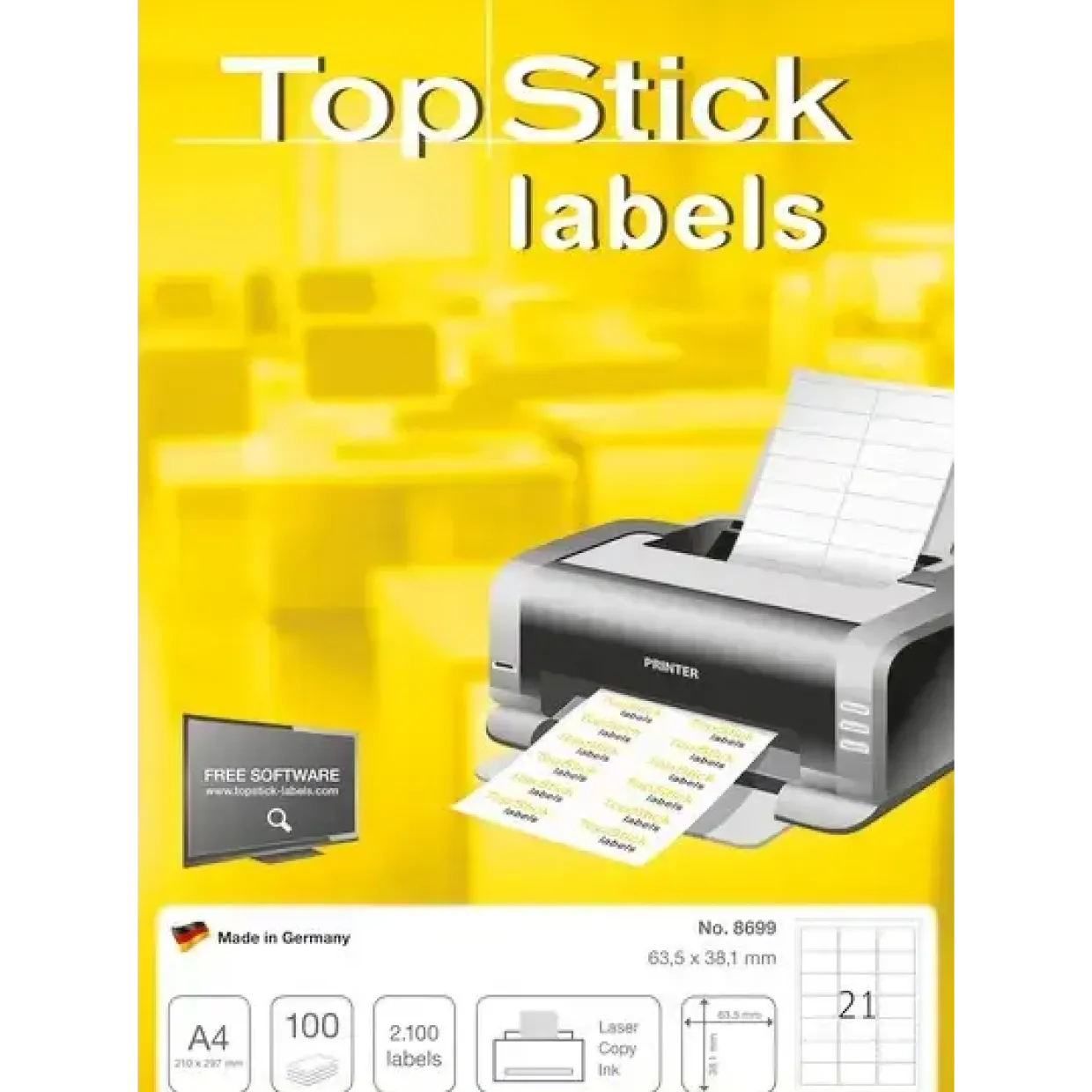 Etiketter print selv TopStick 63,5 x 38,1mm (100)