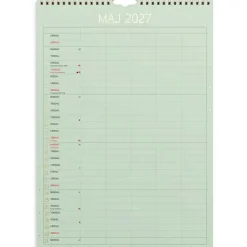 Familiekalender væg - Color lille - A4 - 5 kol. - Flerfarvet - 2027 - Mayland - 27066120