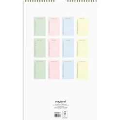 Familiekalender væg - Color stor - 220x430mm - 6 kol. - Flerfarvet - 2027 - Mayland - 27066130