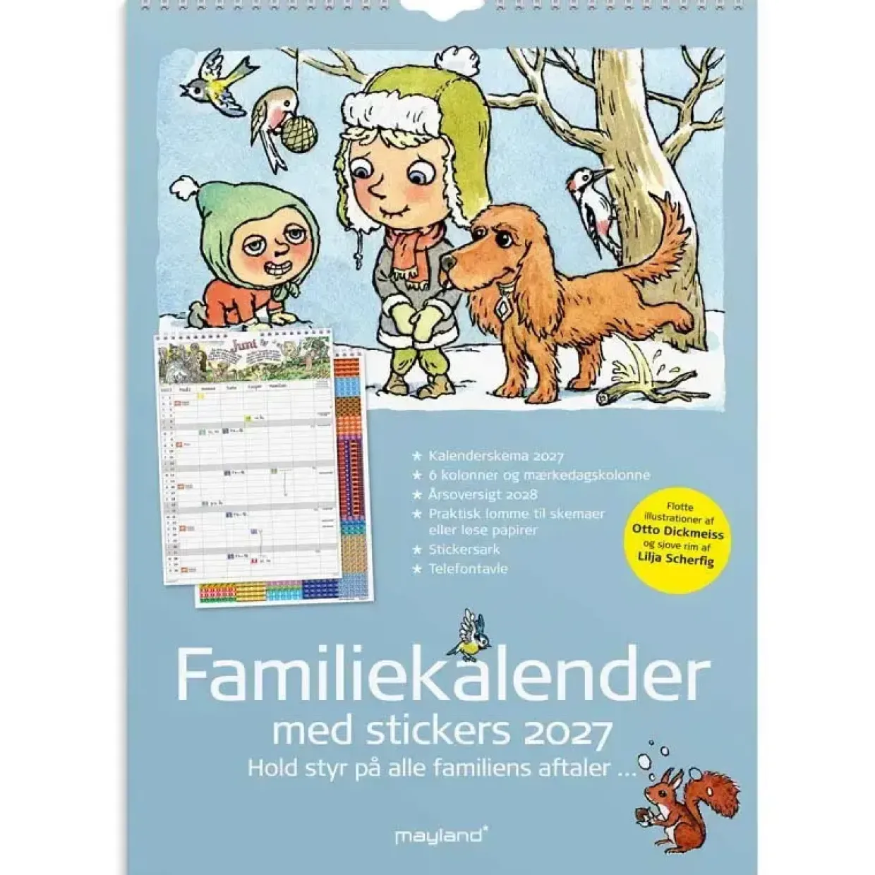 Familiekalender væg - Otto Dickmeiss & Lilja Scherfig - A3 - 6 kol. - 2027 - Mayland - 27066250