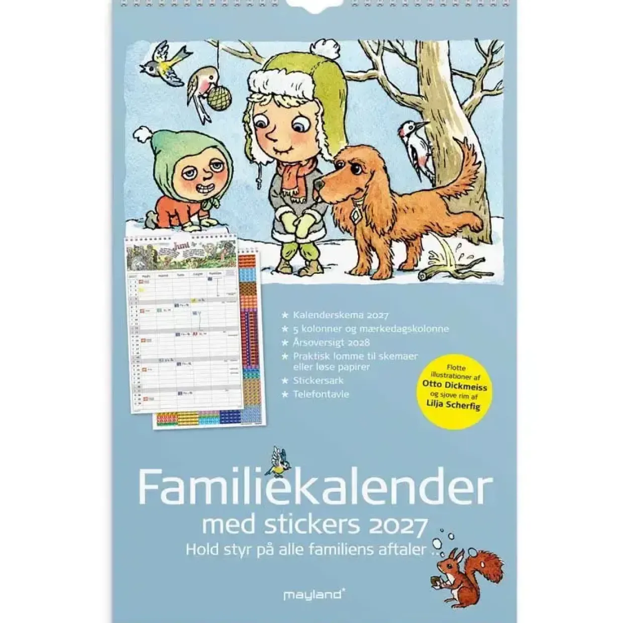 Familiekalender væg - Otto Dickmeiss & Lilja Scherfig - 270x424mm - 5 kol. - 2027 - Mayland - 27066240